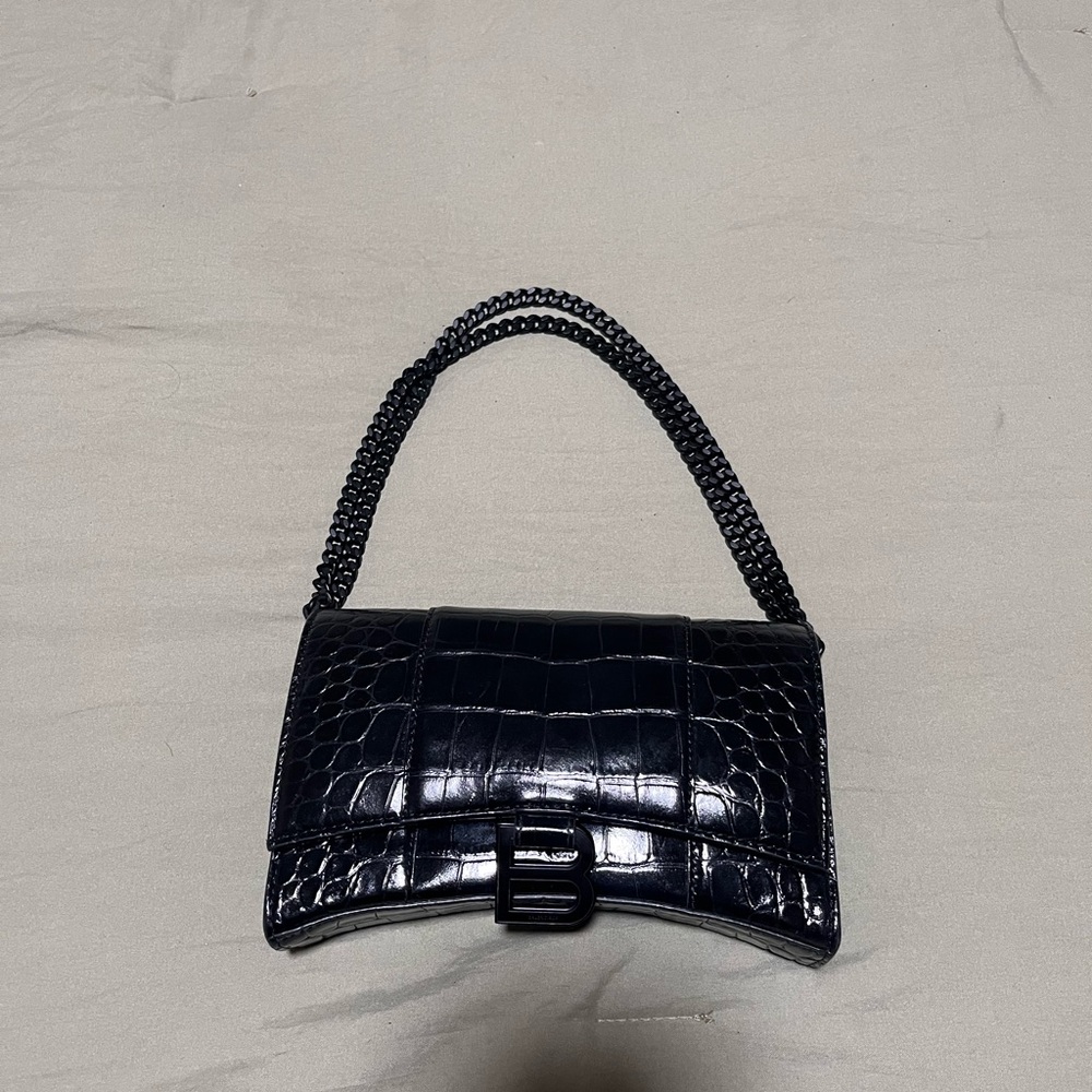Black Croc-Embossed Women's Bag